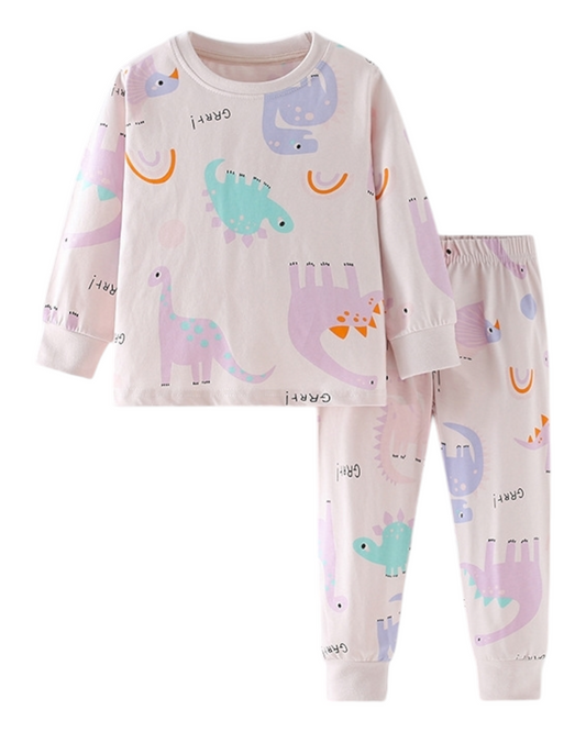 Pastel Dinosaur Long-Sleeved Pyjama Set