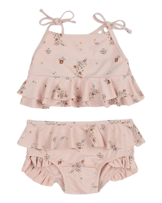 Two-Piece Girls Swimsuit with Ruffles
