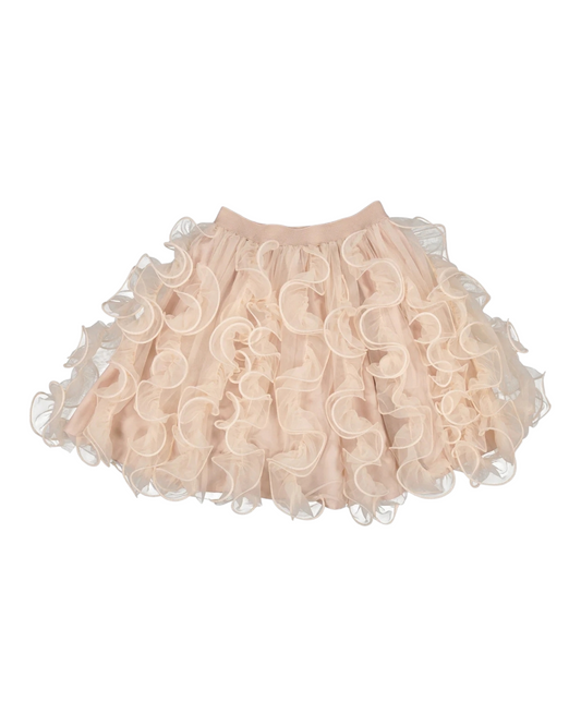 Girls Pink Tulle Ruffled Skirt