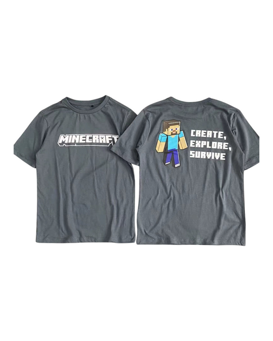 Grey Double Sided Minecraft T-shirt