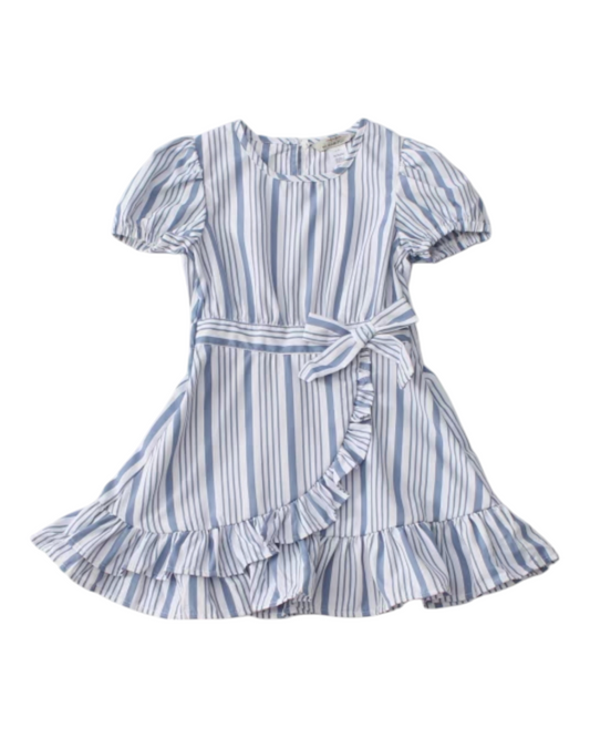 Striped Wrap Dress with Frill