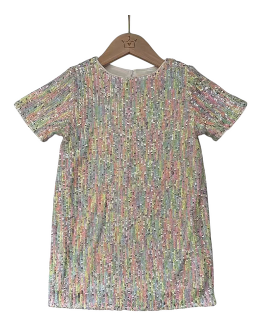 Pastel Rainbow Mini-Sequinned Dress