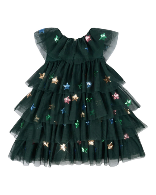 Ruffled Tulle Dress with Sequin Stars