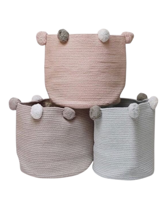 Play Storage Basket with Pom Poms