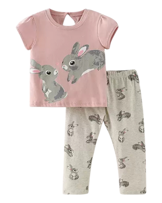 Rabbit Patterned Cotton Pyjama Set