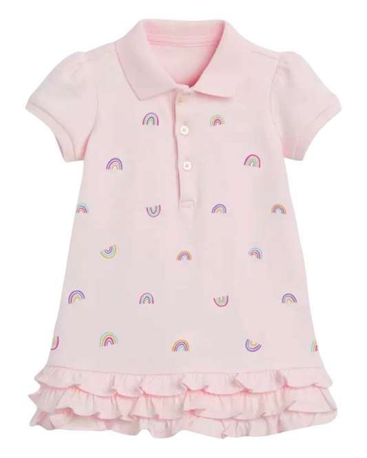 Pink Polo Dress with Ruffles