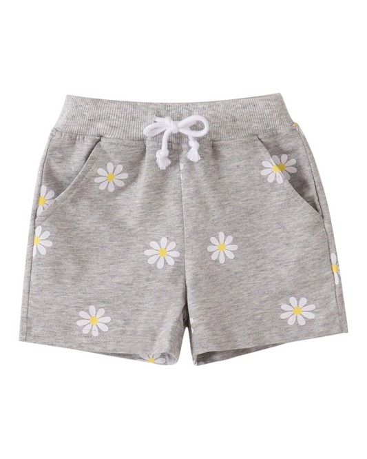 Grey Shorts with Daisy Pattern