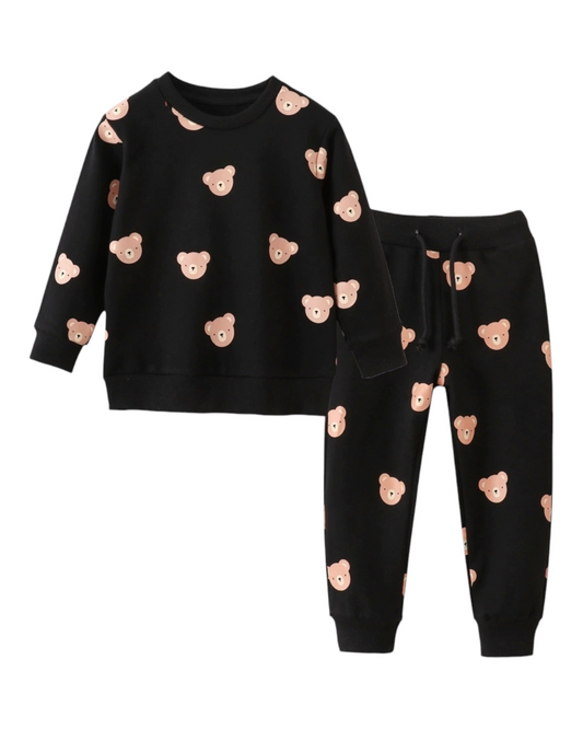 Teddy Bear Patterned Top and Pants Pyjama Set