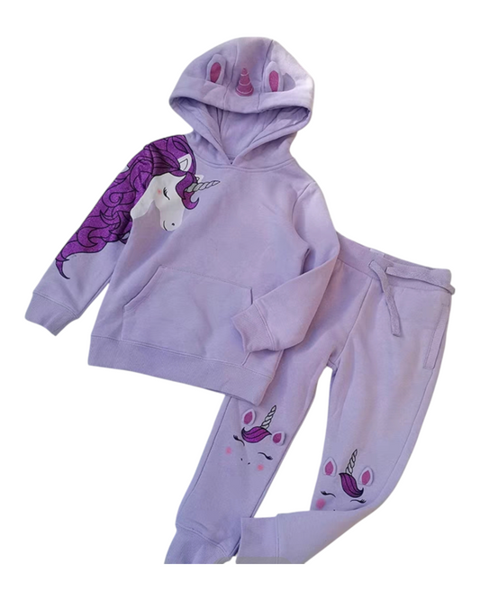 Purple Unicorn Hoodie and Track Pants Set