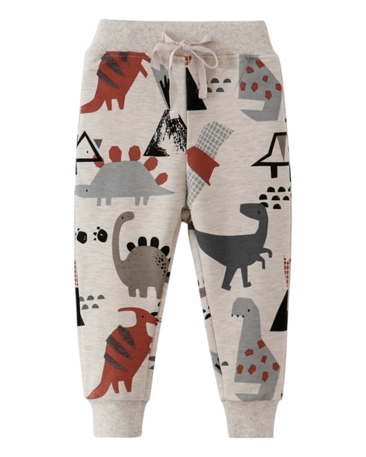 Track Pants with Dinosaur Pattern