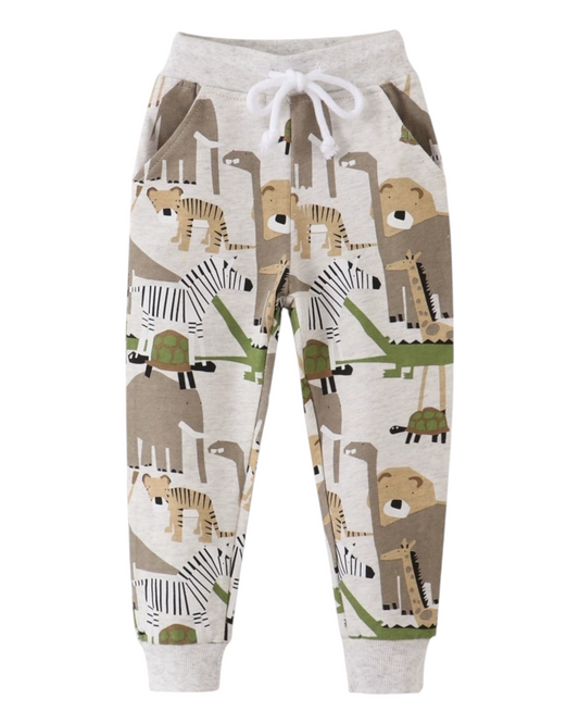 Kids Safari Animal Print Jogger Pants