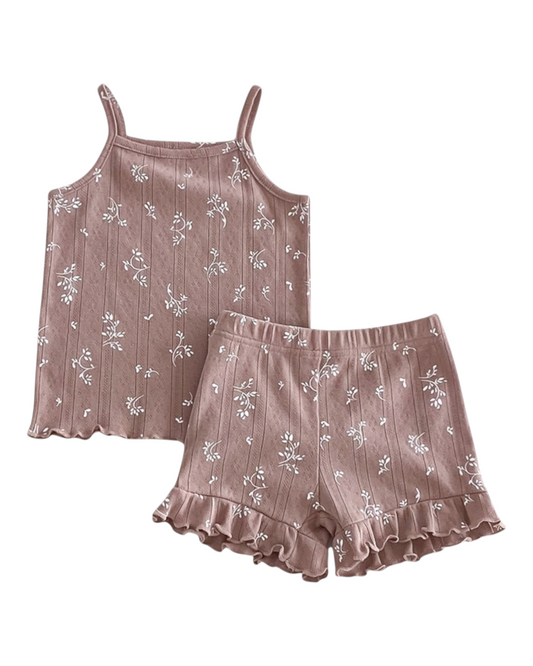 The Blossom Top With Short Purple Set