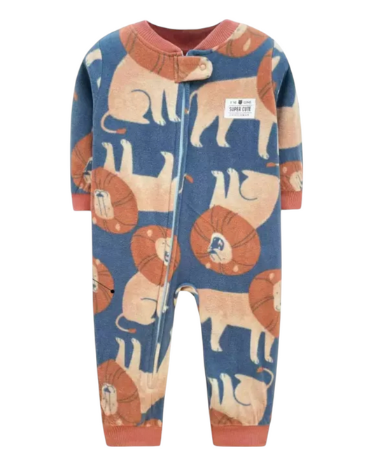 Boys' Long-Sleeved Animal Patterned Onesie