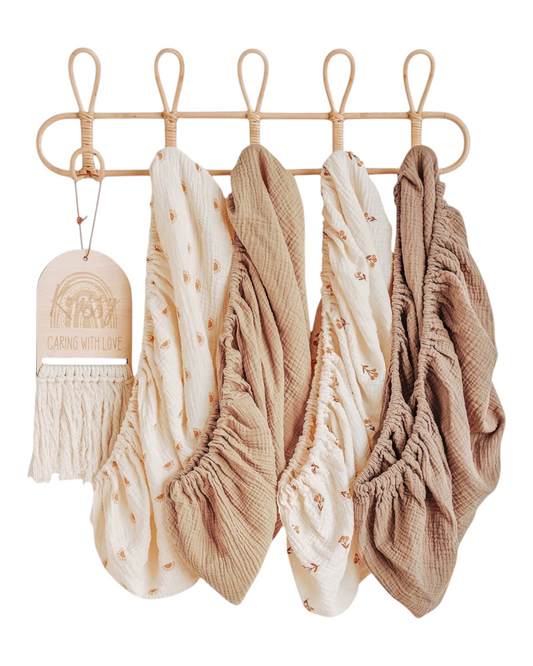 Cotton Warm-Toned Patterned Baby Bassinet Sheets