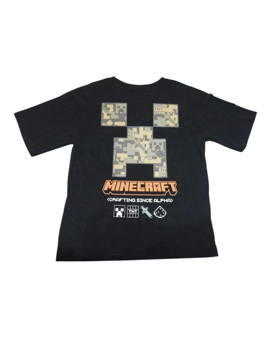 Black Front and Back Graphic Minecraft T-Shirt