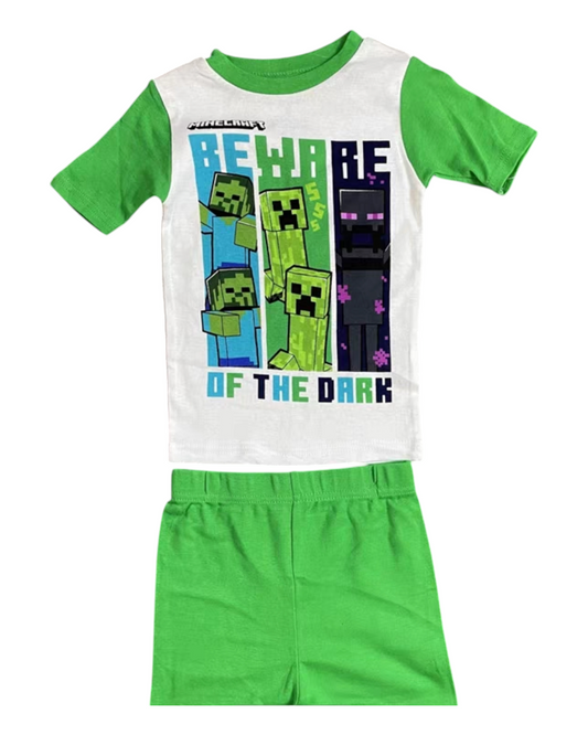 Green Minecraft Patterned Two-Piece Pyjama Set