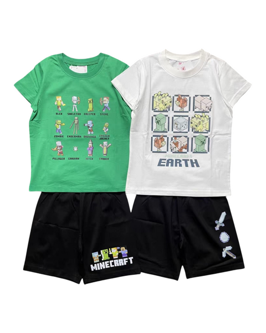 Minecraft Graphic T-Shirt and Shorts Set
