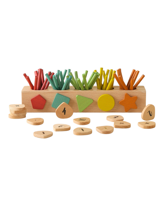 Wooden Counting and Shape Recognition Stick Toy