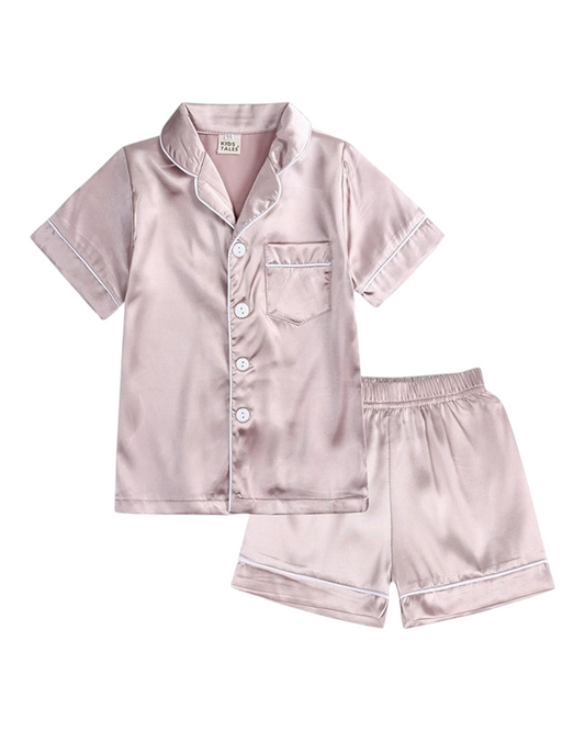 Girls' Silky Shirt and Shorts Pyjama Set