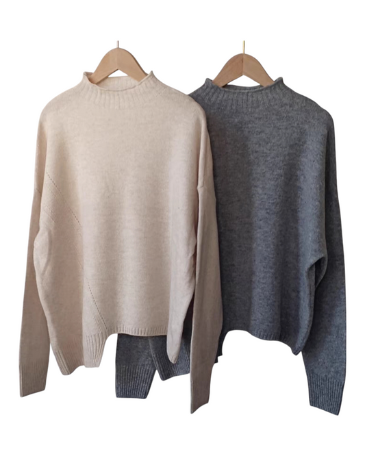 Mock-Neck Cozy Cashmere Sweater