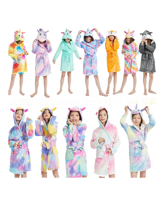 Fluffy Patterned Girls' Bath Robes