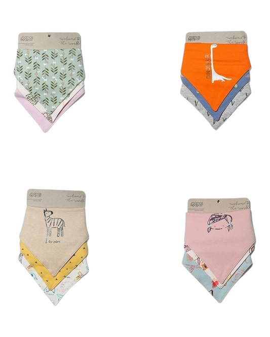 Three-Piece Patterned Baby Feeding Bibs Set