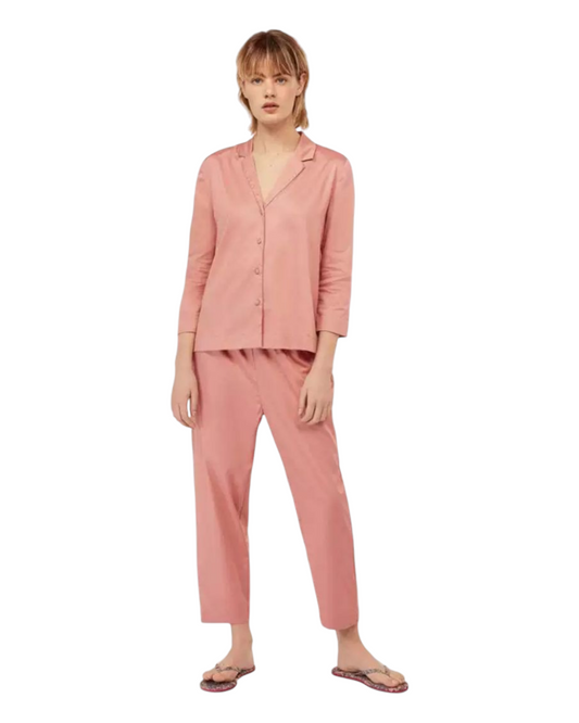 Pink 100% Cotton Two-Piece Button-Up Long-Sleeved Pyjamas