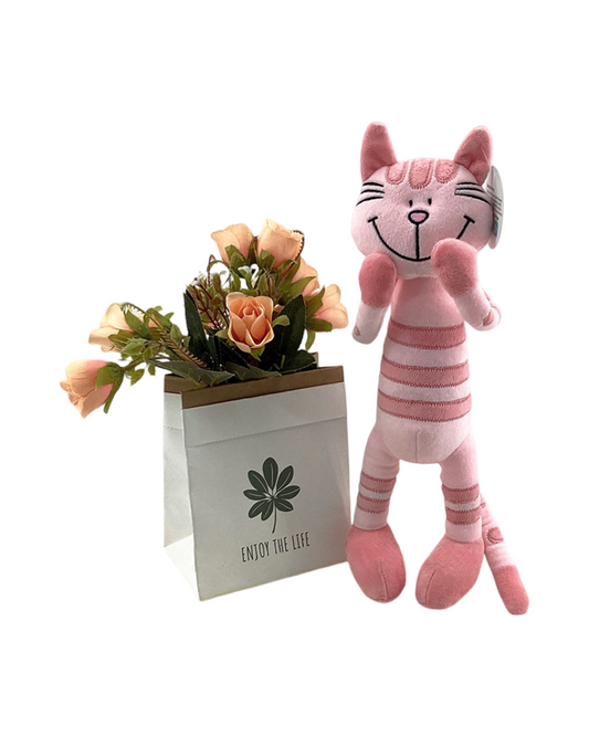 Striped Knitted Cat Stuffed Animal Toy