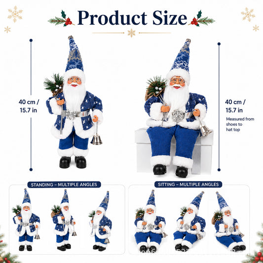 Festive Santa Claus Holiday Decorative Figurine for Christmas Tabletop Display