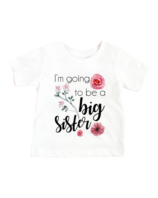 White Graphic T-Shirt for Becoming a Big Sister