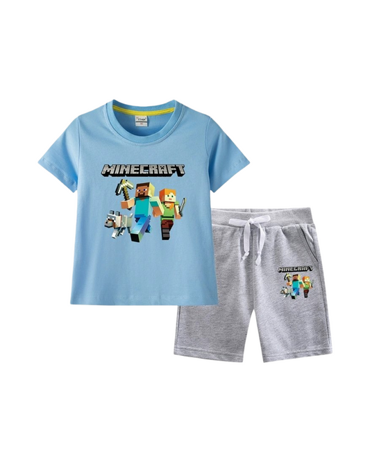 Kids Minecraft Graphic T-Shirt and Shorts Set