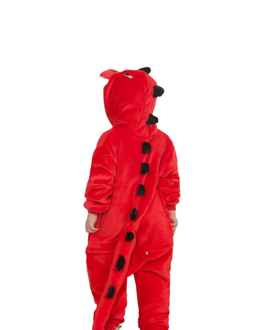 Fluffy Dinosaur Onesie with Hood and Tail