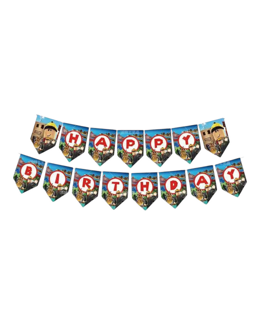 Roblox Patterned Birthday Party Flag Banner