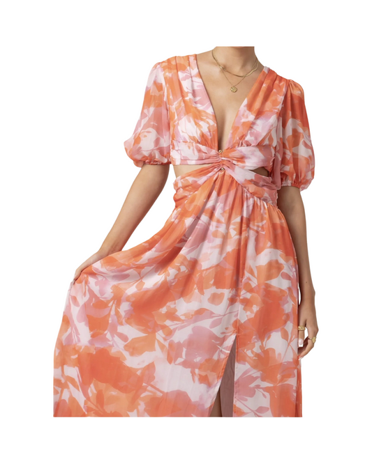 Sun-Kissed V Neck Midi Dress