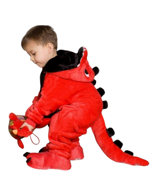 Fluffy Dinosaur Onesie with Hood and Tail