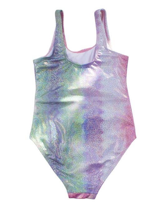 Metallic Vibrant Patterned One-Piece Swimsuit