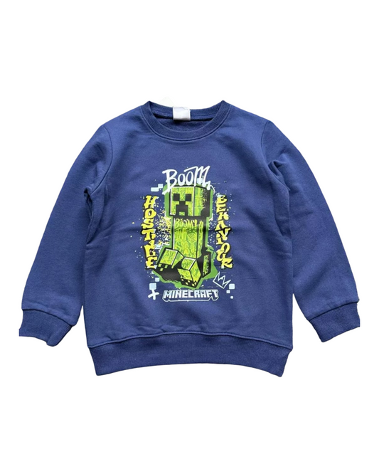 Minecraft Creeper Graphic Print Kids Long Sleeve Sweatshirt