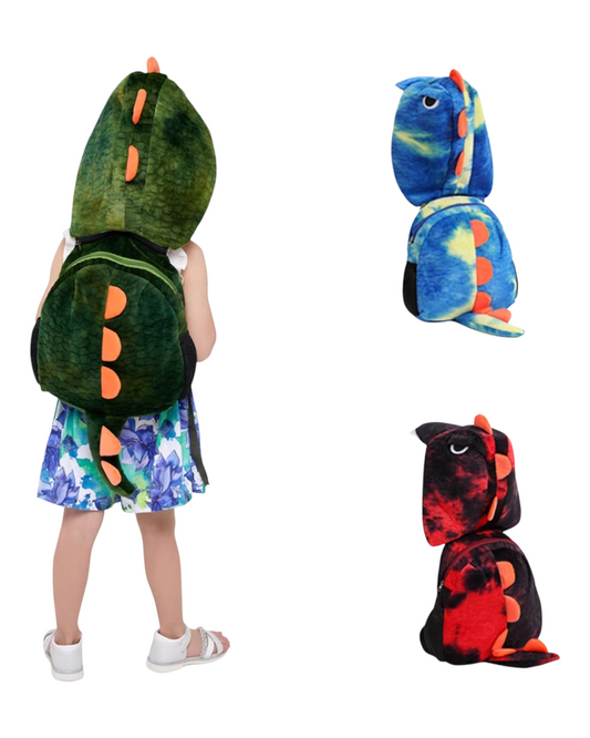 Kids' Hooded Plush Dinosaur School Backpack