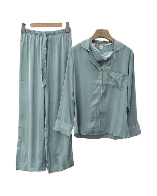 Satin Soft Cozy Pyjama Set with Soft Eye Mask