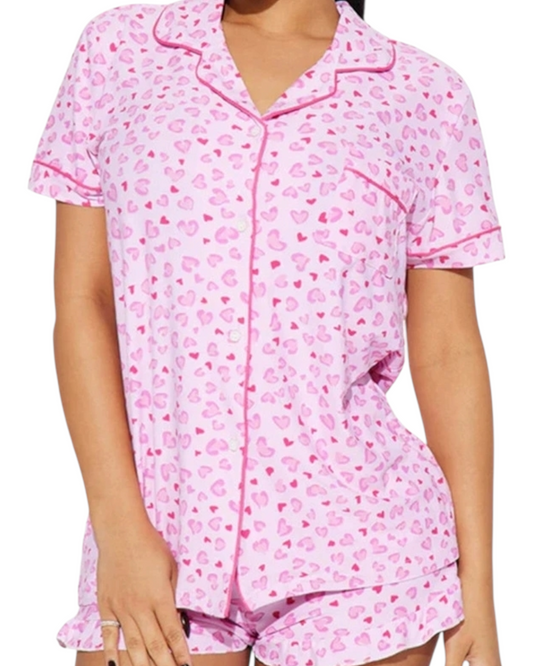 Sweetheart Pink T-shirt with Shorts Pyjama Set