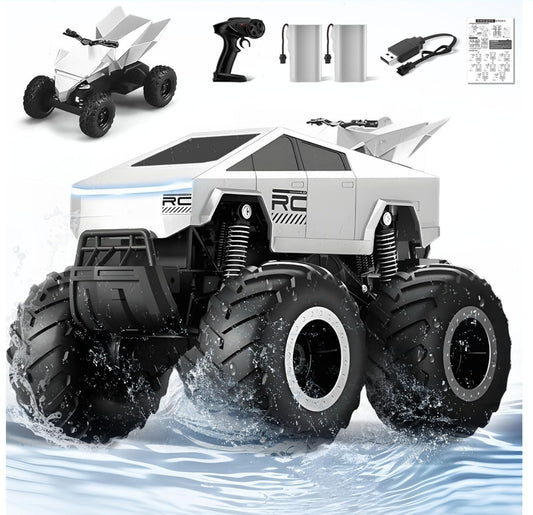 Remote Control Cybertruck Amphibious Toy car, 1:16 Scale Waterproofing Car Monster Truck Toys, 4WD All Terrain Off-Road Pickup with Rechargeable Battery, RC Cars