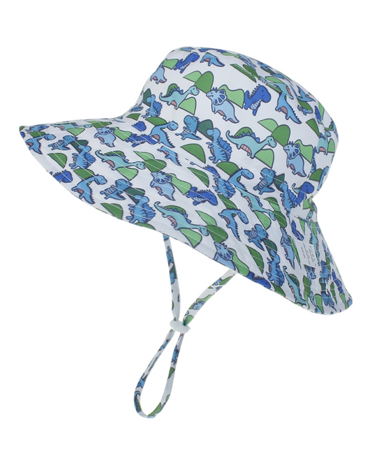 Patterned Beach Hat with Strap