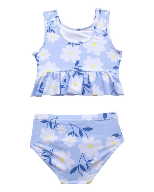 Blue High-Rise Flower Patterned Bikini
