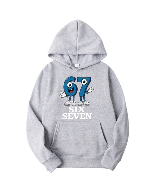 67 Number Graphic Print Hoodie