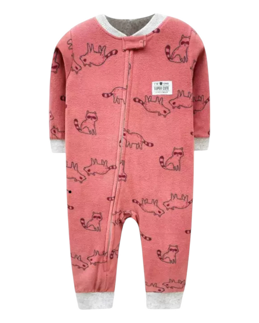 Long-Sleeved Animal Patterned Baby Onesie