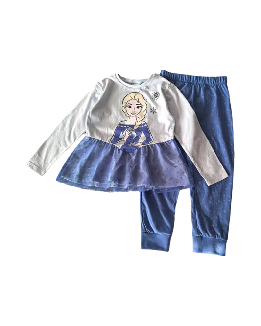 Long Sleeve Princess Print Blouse and Trousers Two-Piece Clothing Set