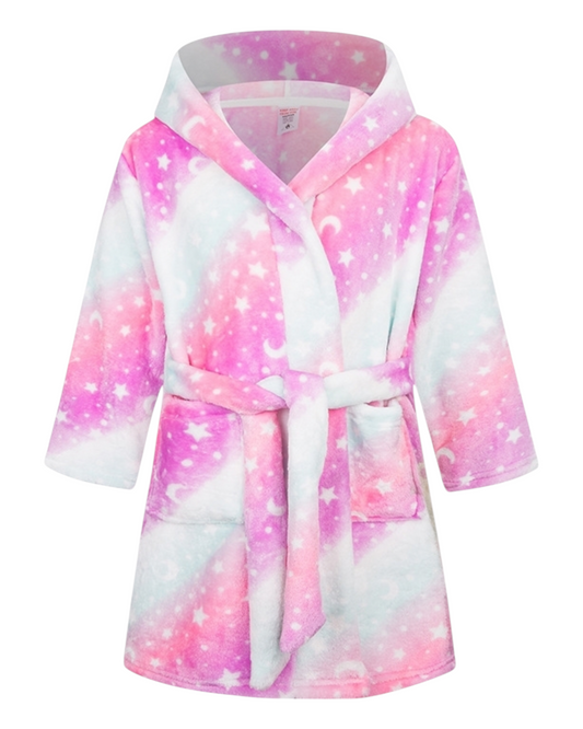 Fluffy Patterned Girls' Bath Robe