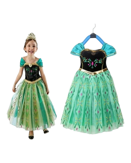 Green Princess Anna Costume Party Dress
