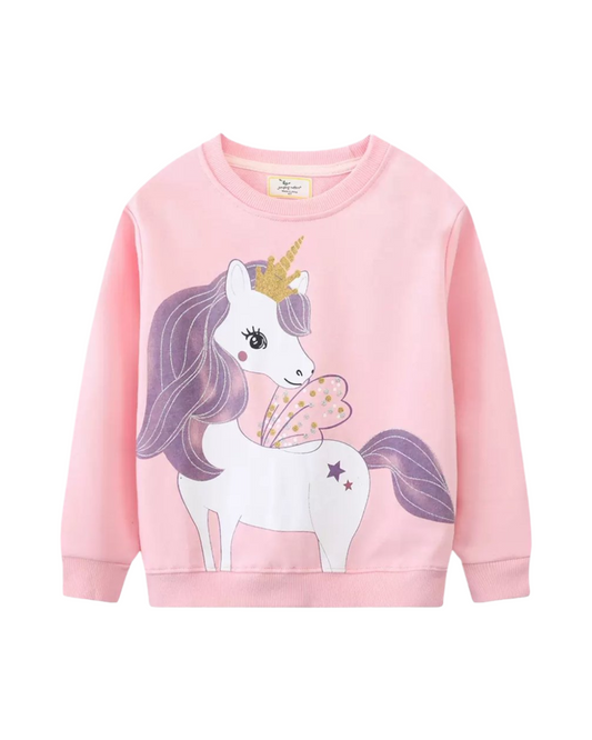 Unicorn Design Crew Neck Sweatshirt