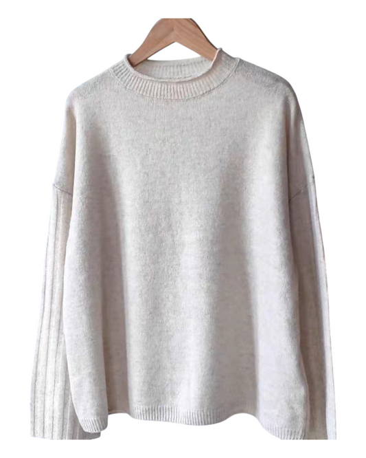 Cashmere Jumper with Ribbed Sleeves